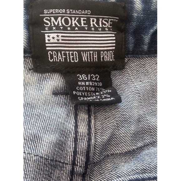 Smoke Rise Mens Distressed Moto Jeans Blue Acid Wash Slim Fit 36x32 RN 82930 - Picture 8 of 8